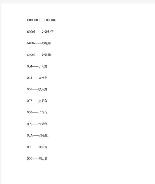 口袋妖怪白金手指代码大全
