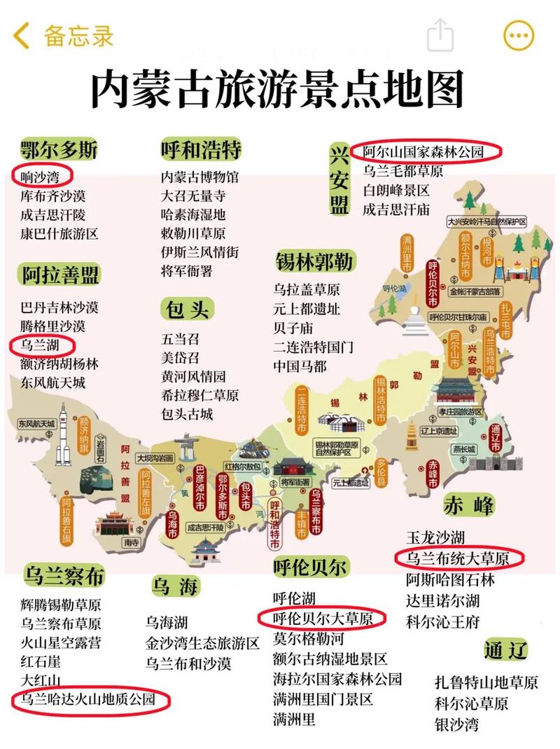 内蒙古旅游景点交通地图