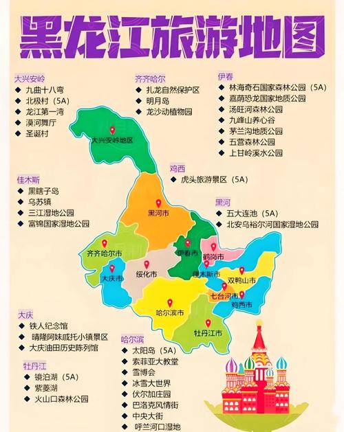 黑龙江交通旅游地图