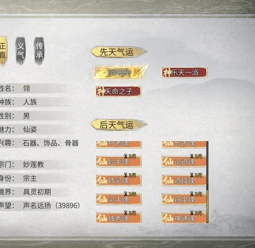 鬼谷八荒全品质先天气运选择推荐