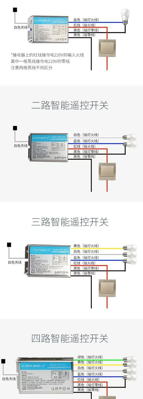 四路数码无线遥控开关接线方法