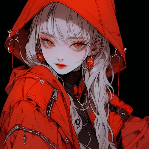 红色系女生头像