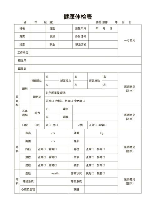 健康体检表
