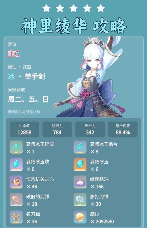 《原神》神里绫华武器圣遗物推荐