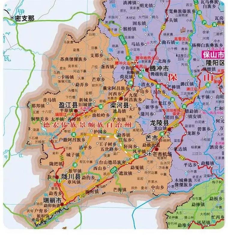 德宏州标准地图