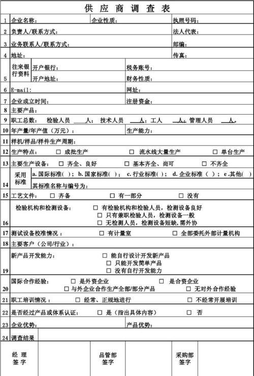 供应商调查表