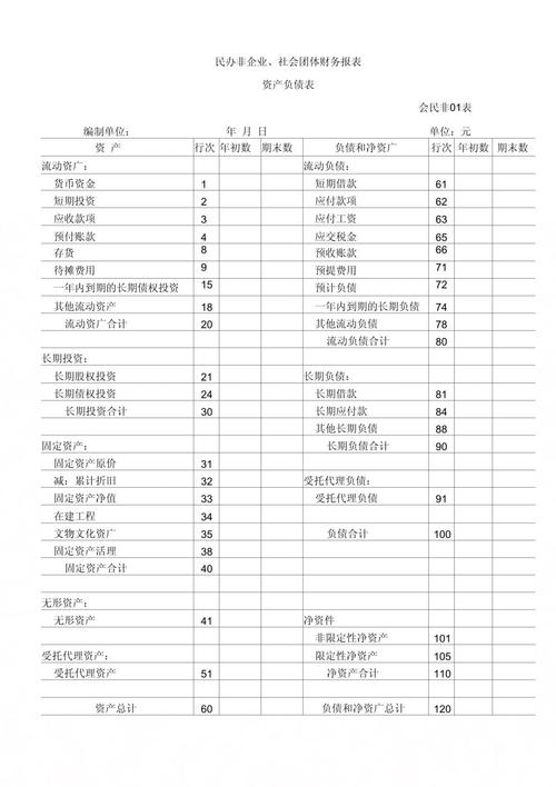 财务报表格式模板模板