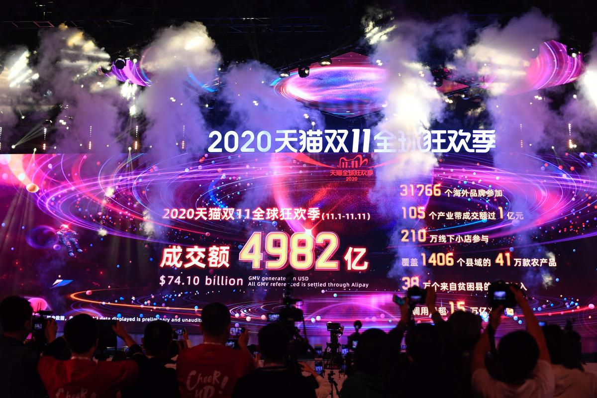 2020双十一成绩单最新:淘宝天猫、京东双十一成交额图标