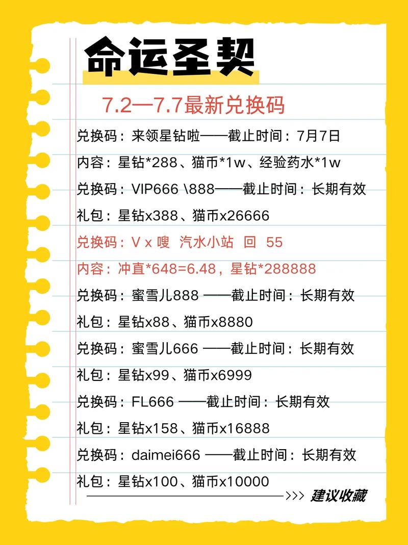 命运圣契兑换码有什么