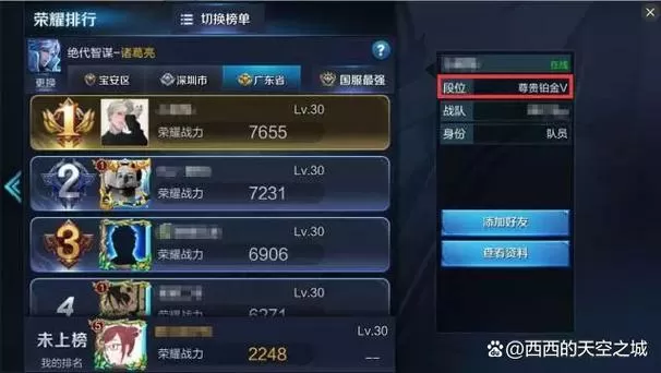 段位榜不显示自己排名