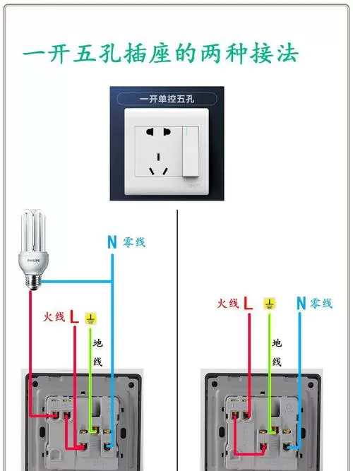 二个开关一个五孔插座怎么接线