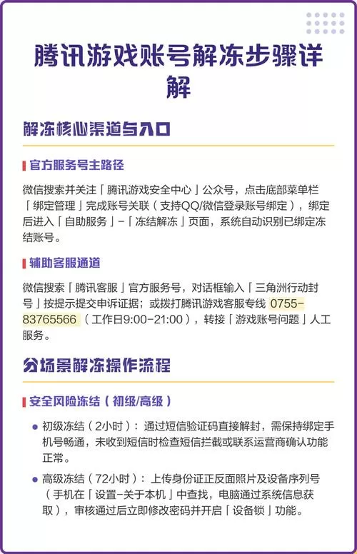 怎么解冻腾讯游戏账号截图