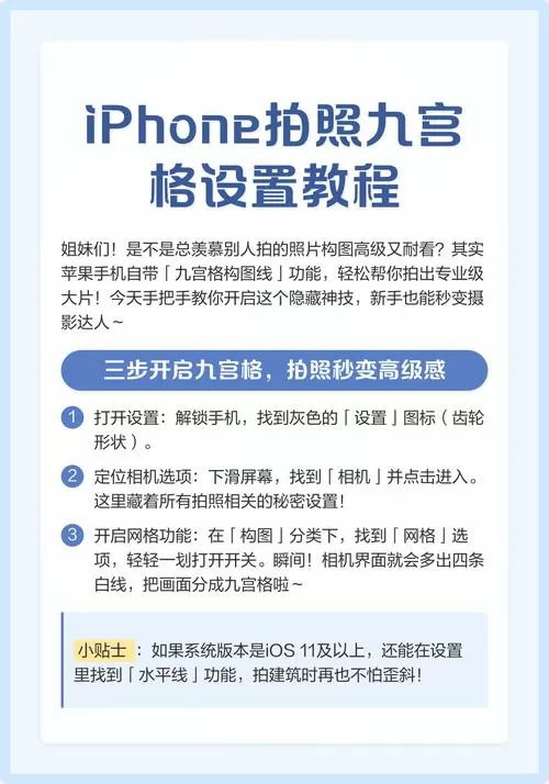 苹果手机如何设置九宫格拍照