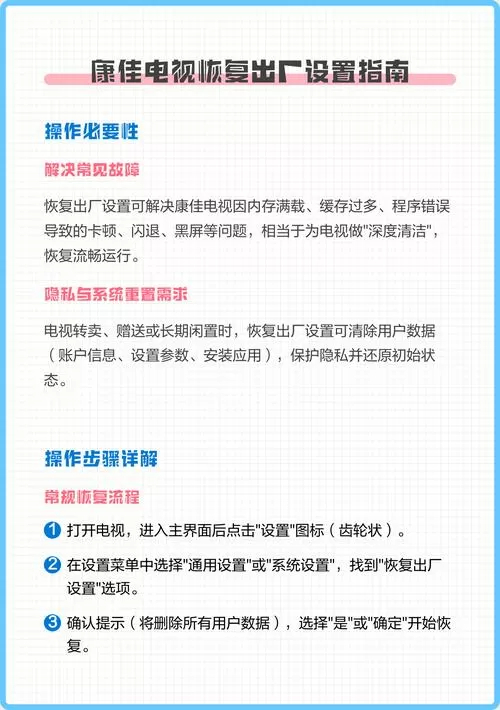 康佳电视机强制恢复出厂设置全人物解锁怎么办