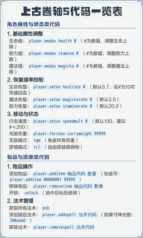 上古卷轴5增加魔法值代码