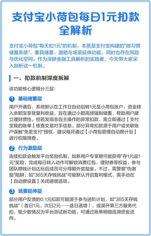 支付宝小荷包为什么每天扣一块