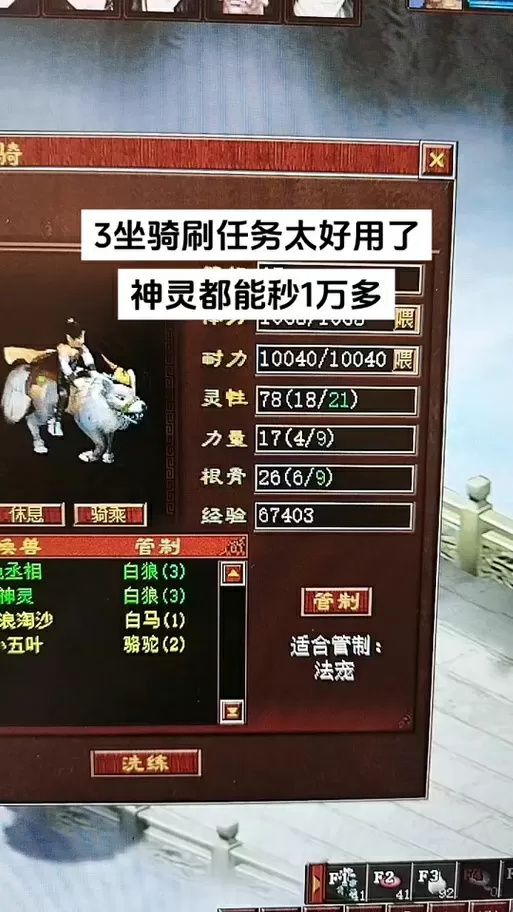 大话2免费版洗坐骑