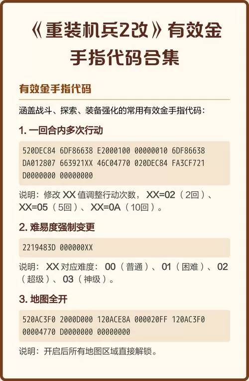 重装机兵2汉化版金手指代码