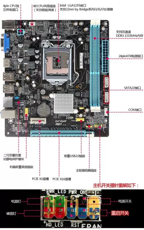 昂达主板电源线接法图解