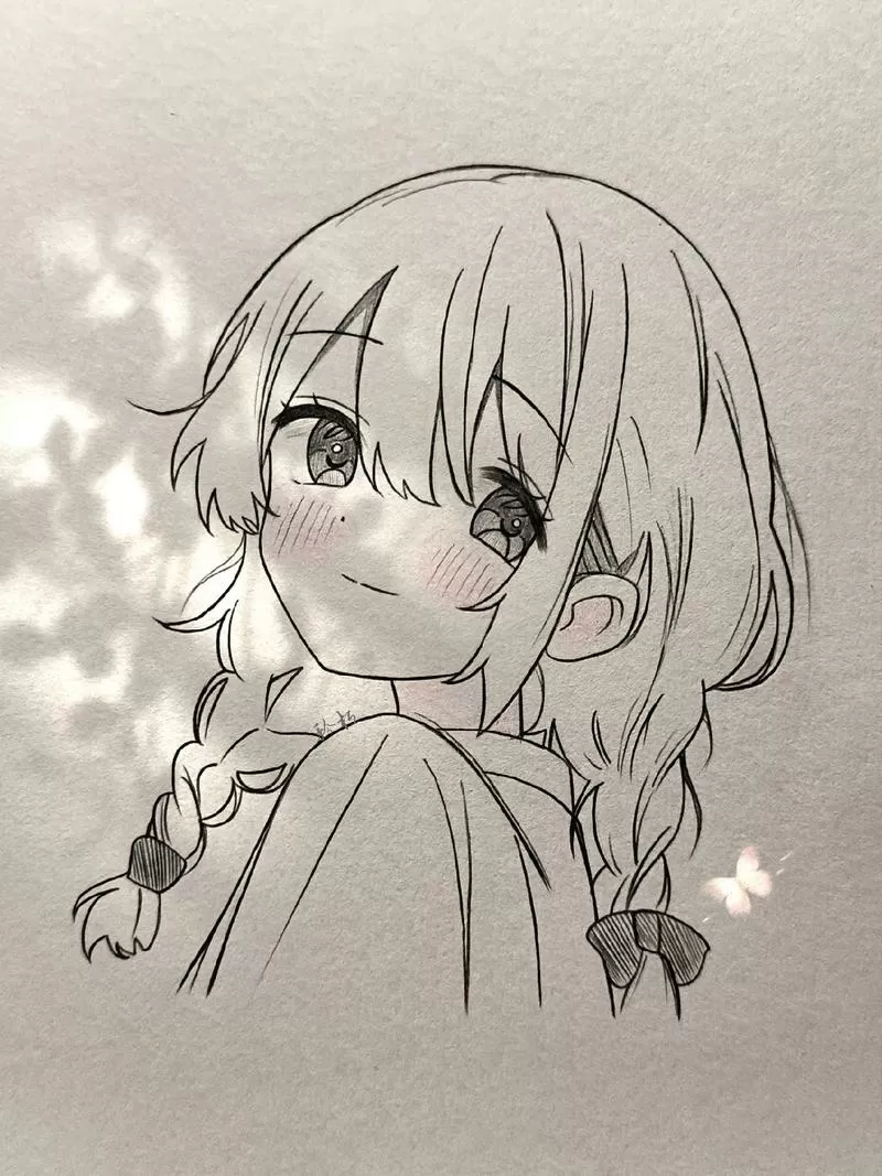漫画人物女生 铅笔画