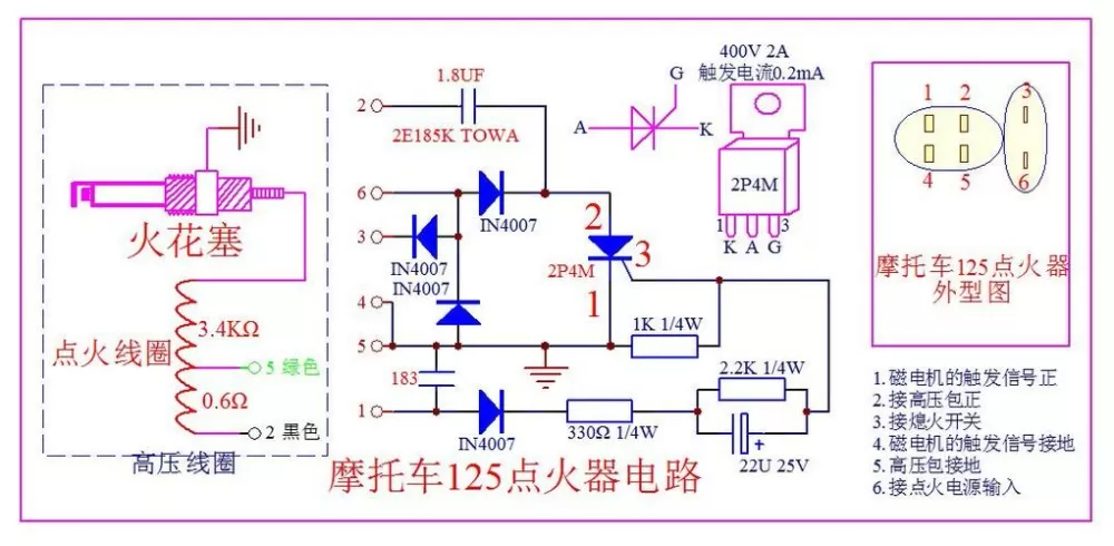 CG125点火器线路图