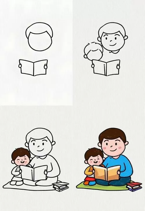 亲子阅读图片简笔画截图