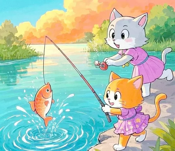 小猫钓鱼看图写话