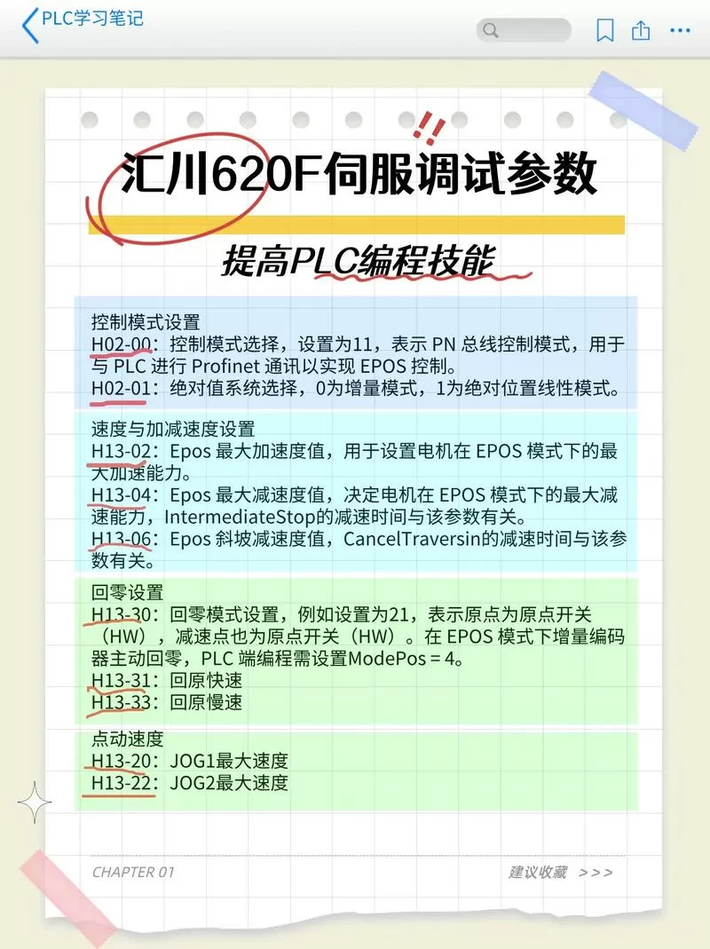 汇川伺服驱动器参数设置