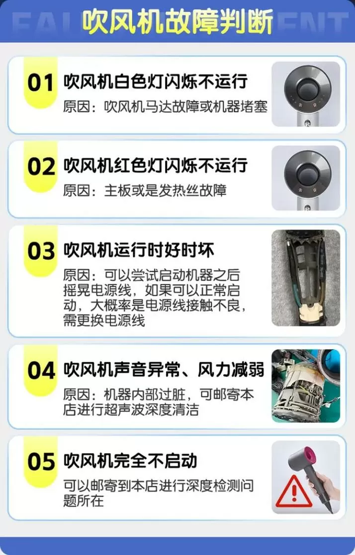戴森吹风机三个红灯闪是什么故障