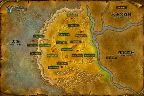 魔兽世界西部荒野地图