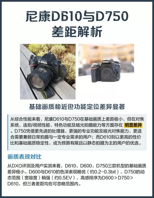 尼康d610和d750差距很大吗