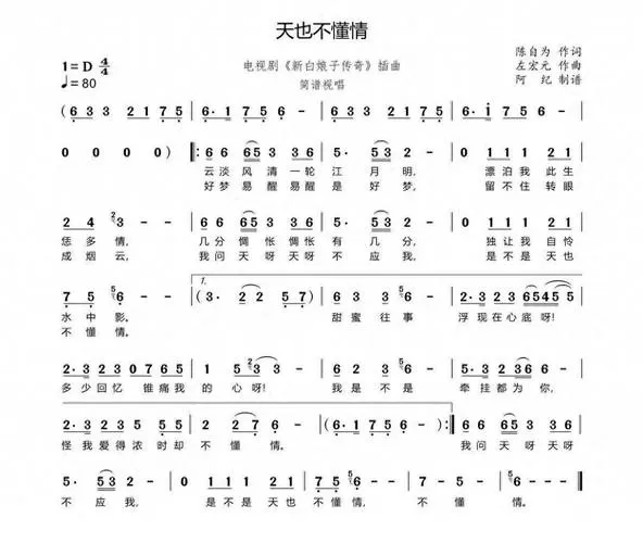 天也不懂情简谱缩略图