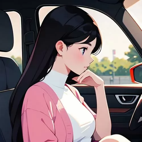 女生坐车里高颜值头像