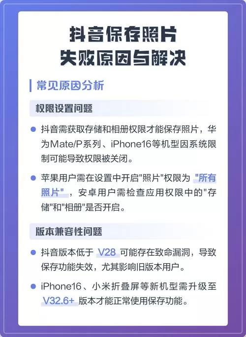 为什么抖音保存到相册失败
