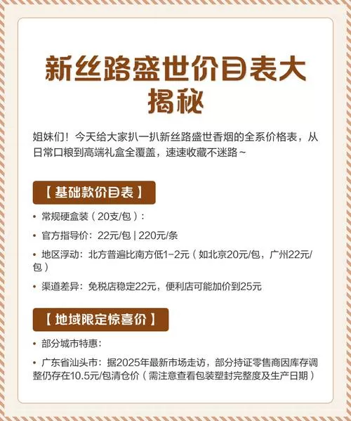 新丝路盛世6种价目表