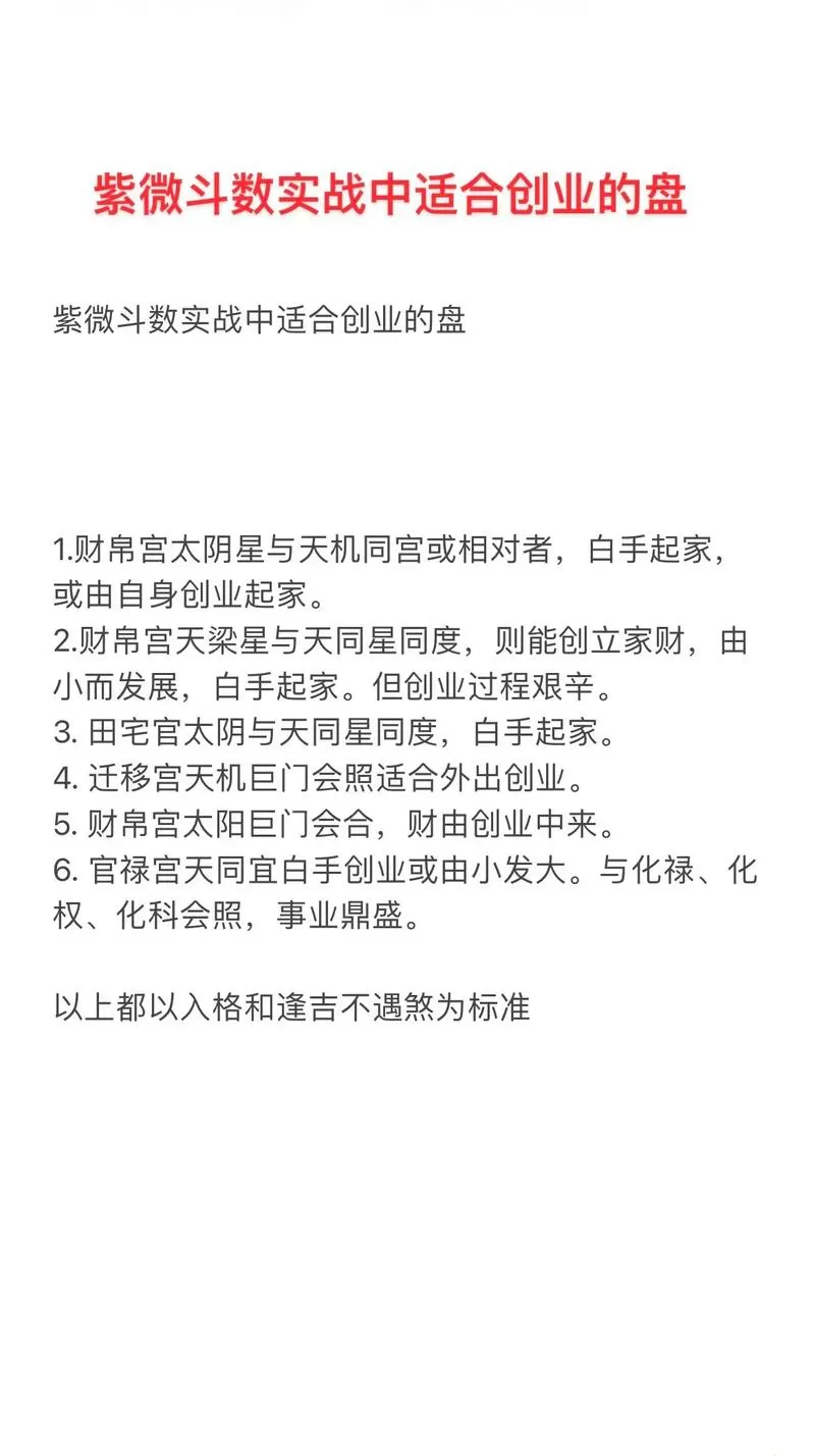 紫微斗数看创业