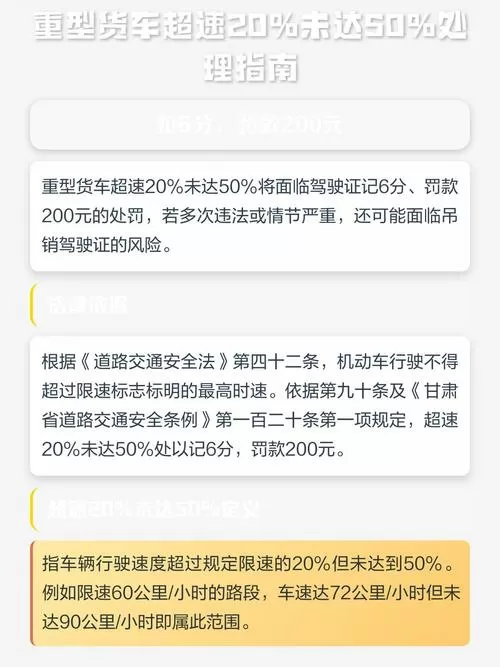 货车超速20%未达50%怎么处理